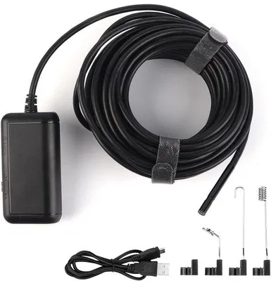 Zdjęcie produktu dla Endoskop Wi-Fi z kamerą inspekcyjną USB do smartfonów z systemem iOS/Android – wodoodporny (IP67), 6 diod LED, aparat 5 MP (kabel o długości 5 m)