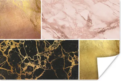 Produktbild von MuchoWow® Poster Marmor - Rosa - Gold 180x120 cm - Fotoplakat