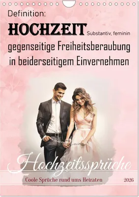 Produktbild von Hochzeitssprüche (Wandkalender 2026 DIN A4 hoch), CALVENDO Monatskalender