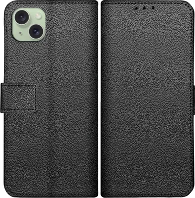 Image de Cazy Coque compatible avec iPhone 15 Plus Coque avec Porte-cartes - Bookcase Classic - Noir