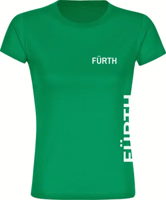 Produktbild von multifanshop Damen T-Shirt - Fürth - Brust & Seite, grün, Größe M