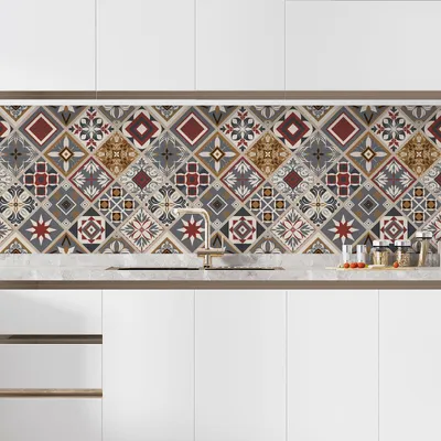 Produktbild von Klebefolie für Küchenrückwand – Lumaléa – Zementfliesen-Optik – Klebefolie + MATTER Schutz – 60 x 60 cm