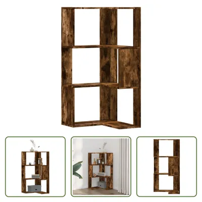 Obrázek produktu pro The Living Store Rohová knihovna 3 police kouřový dub 50x50x102 cm materiál na bázi dřeva
