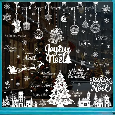 Weihnachts-Fensterdekoration, oval, Vinyl, 10 St., weiß