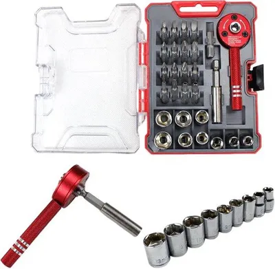 Obrázek produktu pro 28dílná sada hliníkových šroubováků, šroubováky s klikovým mechanismem, sada na opravy, nářadí pro demontáž a opravy