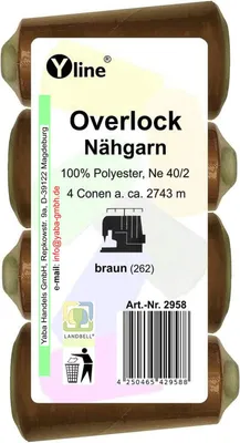 4 Overlock-Nähgarne, Polyester, NE 40/2, 2743 m, braun