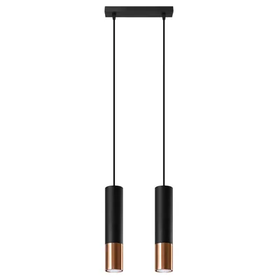 Immagine prodotto di Lampada a sospensione LOOPEZ 2 nero/rame 2xGU10 10W acciaio 90x6x30cm Sollux Lighting