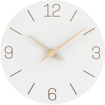 Obrázek produktu pro Moderní nástěnné hodiny 30 cm, MDF, bílé, na baterie