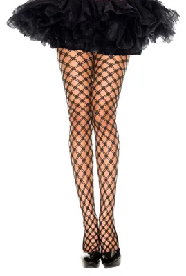 Produktbild von Diamantnetz Strumpfhose Damen – Schwarze Netzstrumpfhose großmaschig – One Size – Für Fashion & Kostüm Fans – Halloween Fasching Karneval