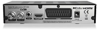 The back panel of a digital HD cable receiver.