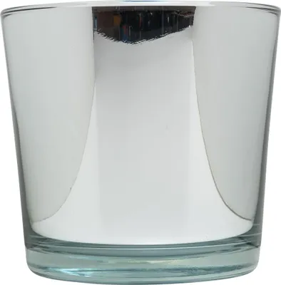 Produktbild von INNA-Glas Glasübertopf Alena Shiny, Silber glänzend, 16 cm, Ø 17 cm - Deko Übertopf