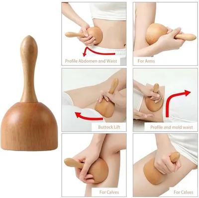 Gua Sha Set 4 Stück - Holz-Massageroller/Rückenkratzer - Massagegerät für Nacken/Beine/Augen/Rücken