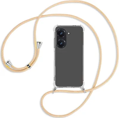 Produktbild von Handykette Backcover-Schutzhülle mit Band (Metall silberfarben) für Asus Zenfone 9 / Zenfone 10 (5.9'') - Goldkordel