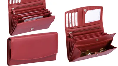 Produktbild von Rote Damenbörse aus weichem Leder mit 22 Kreditkartenfächern und großem Kleingeldfach