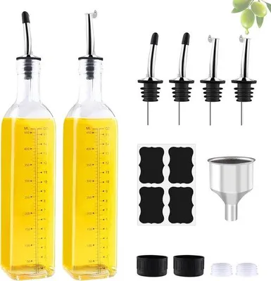 Image de Ensemble distributeur pour vinaigre et huile – Bouteille en verre avec bec verseur anti-goutte