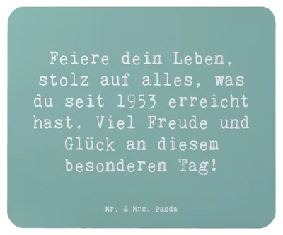 Produktbild von Mr. & Mrs. Panda Mauspad Spruch 1953 Geburtstag - Meeresbrise - Geschenk, feiern, pc, Mousepad, Geburtstagskind, mousematte, laptop, Happy Birthday, Mouse Pad