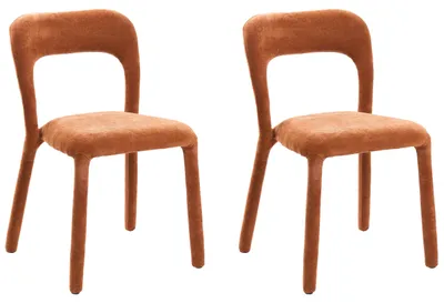 Produktbild von BELIANI Esszimmerstuhl 2er Set Goldbraun Chenille Gepolstert ohne Armlehnen Modernes Vintage Retro Design Stuhl für Esszimmer Küche