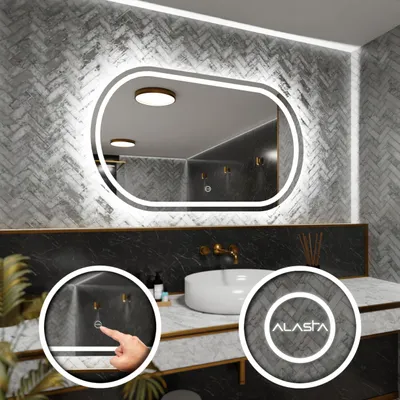 Produktbild von Badspiegel mit LED Beleuchtung und Touch-Schalter - Palermo - 140 cm, 50 cm