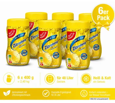 Produktbild von Gut & Günstig Hot & Cold Instantteegetränkgranulat Zitrone, 6er Pack (6 x 400g)