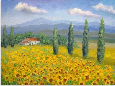 Produktbild von ARTland Wandbild Alu für Innen & Outdoor Sonnenblumenwiese Größe: 80x60 cm