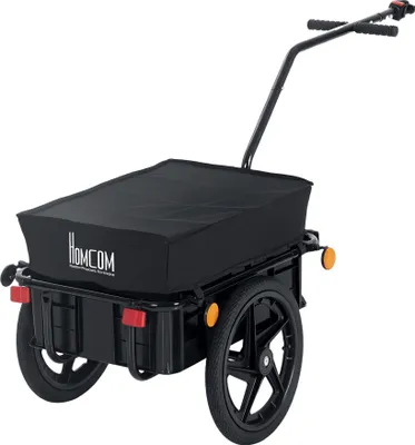 Image de HOMCOM Remorque vélo remorque de transport pour vélo 144L x 59l x 80H cm barre d'attelage universelle acier noir