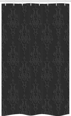 Image de ABAKUHAUS Rideau de douche étroit gris foncé, damas antique 3D, ensemble décoratif pour salle de bain en tissu avec crochets, 120 x 180 cm, gris anthracite