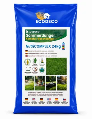Produktbild von EcoDeco Rasendünger NPK 18-16-24 mit Eisen und Mikroelementen, Dünger für Rasen, Granulat mit MatrixGranulate, 24 kg für bis zu 1000 m²
