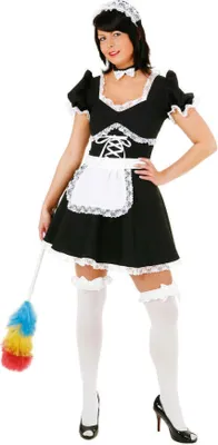 Produktbild von O9255-40-A schwarz-weiß Damen Stübenmädchen Frenchkleid Gr.40