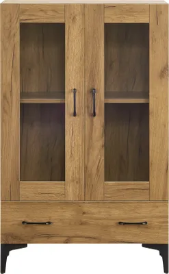 Produktbild von Vitrinenschrank 'Søndersø' mit Schublade und 2 Türen 70 x 31 x 115 cm Eichenoptik