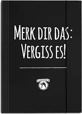 Produktbild von Pechkeks Sammelmappe A4 mit Spruch „Merk Dir das“ für DIN A4 geeignet, mit Gummizug, schwarz, 8201030