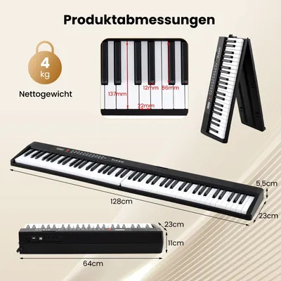 Obrázek produktu pro Skládací klavírní klávesnice s 88 klávesami, duálním režimem a funkcí učení
