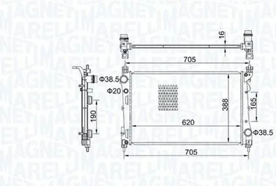 Produktbild von MAGNETI MARELLI 350213163100 Kühler Wasserkühler Motorkühler für FIAT DOBLO Kasten/Kombi (263) Doblo Kombi (263) DOBLO Pritsche/Fahrgestell (263)