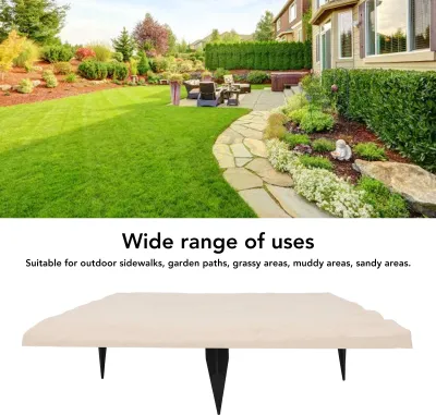 Produktbild von Trittstein mit Bodenpfählen Polypropylen Harz wetterfest Gartendekor Trittstein für Rasen Outdoor Quadratisch Beige