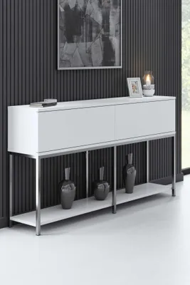 Obrázok produktu pre Skye Decor, Konzolový stolík - Vibubi 1 (biela + strieborná)