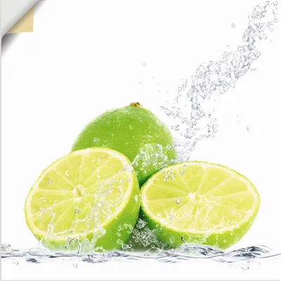 Produktbild von ARTland Wandbild, selbstklebend Limette mit Spritzwasser Größe: 50x50 cm