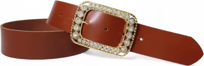 Produktbild von Ledergürtel Damen Echtleder 4 cm, goldene Strass-Schnalle, Gürtel FRONHOFER