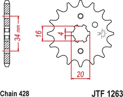 Produktbild von Jt Vorderes Ritzel 263 12 Für Suzuki Rm 80/85, Yamaha Xt 125 R/X (26312Jt) (Kette 428)