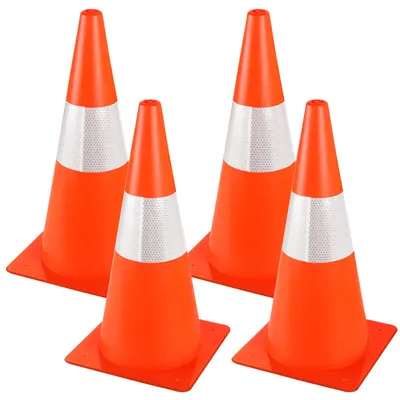 Obrázek produktu pro Varovný kužel, výška 38 cm, sada 4 kusů, oranžová, reflexní