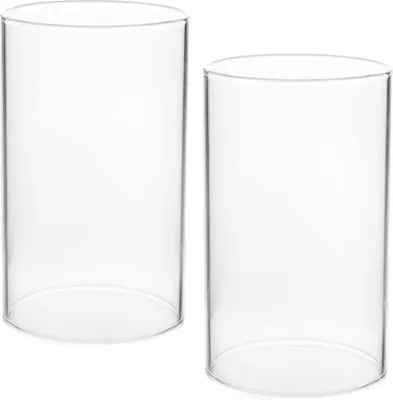 Produktbild von Allecto Plus - Stumpenkerzenhalter mit 2 offenen Kerzenhaltern, transparentes Glas, Wohnkultur - geeignet für Kegelkerzen, 15 x 9 cm.
