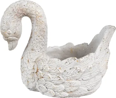 Produktbild von Clayre & Eef Blumentopf Schwan 19x11x15 cm Weiß Stein