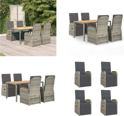 Image de vidaXL 5 pcs. Salon de jardin avec coussins Gris Poly Rotin - Salon de jardin - Salon de jardin - Salon Terrasse
