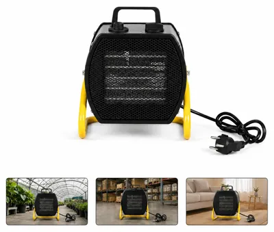 Image de Chauffage électrique Peviasot Bauheizer 2000W avec thermostat, 3 niveaux de puissance, protection contre la surchauffe, couleur jaune, Image générée par une IA