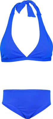 Produktbild von Aquarti Mädchen Bikini Set Bustier Bikinislip Zweiteiliger Badeanzug, Farbe: Zum Binden - Jacquard Punkte Kornblumenblau, Größe: 158