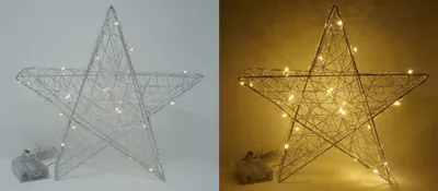 Produktbild von LED Stern 30 cm Metall silber Timer Deko Leuchtstern mt 25 LED Lichterkette