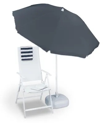 Produktbild von Sonnenschirm, Ø 180 cm, höhenverstellbar, neigbar, Balkonschirm, rund, Polyester, Stahl, Strandschirm, grau