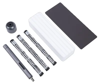 Image de Tournevis électrique sans fil, couple de 0,15 à 3 N·m, avec 56 embouts magnétiques et lampe LED ; compact et ergonomique, corps entièrement en aluminium, pour la réparation d'appareils électroniques et les travaux domestiques