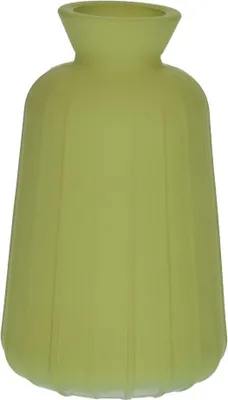 Produktbild von INNA-Glas Flaschenvase TATIANA mit Rillen, olivgrün-matt, 11cm, Ø6,5cm - Deko Glas Flasche