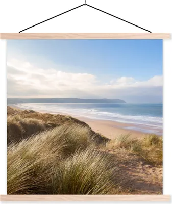 Produktbild von MuchoWow® Textilposter Meer - Dünen - Pflanzen 120x120 cm mit holzfarbenen Rahmen - Textil-Poster