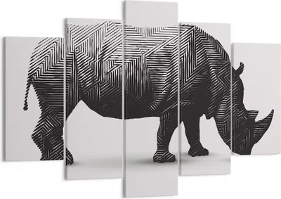 Produktbild von Bild auf Leinwand - Leinwandbild - Nashorn Tier Afrika Safari - 150x100cm - Wand Bild - Wanddeko - Leinwanddruck - Bilder - Kunstdruck - Wanddekoration - Leinwand bilder - Wandkunst - EA150x100-2935