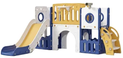 Productafbeelding van Glijbaan met klimstructuur LY-63, 9-in-1, blauw/geel